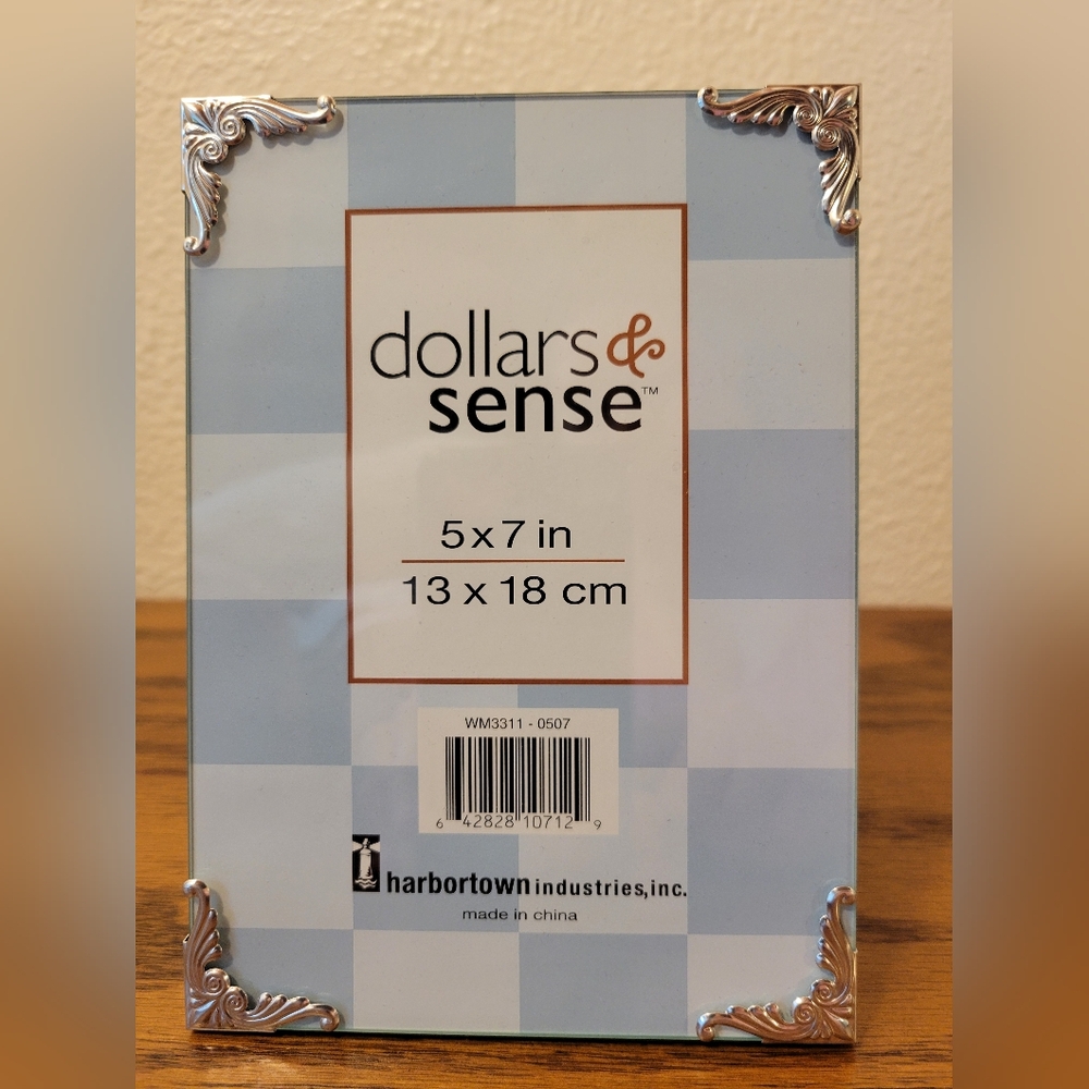 Dollars & Sense Glass Photo Frame with Silver Accents